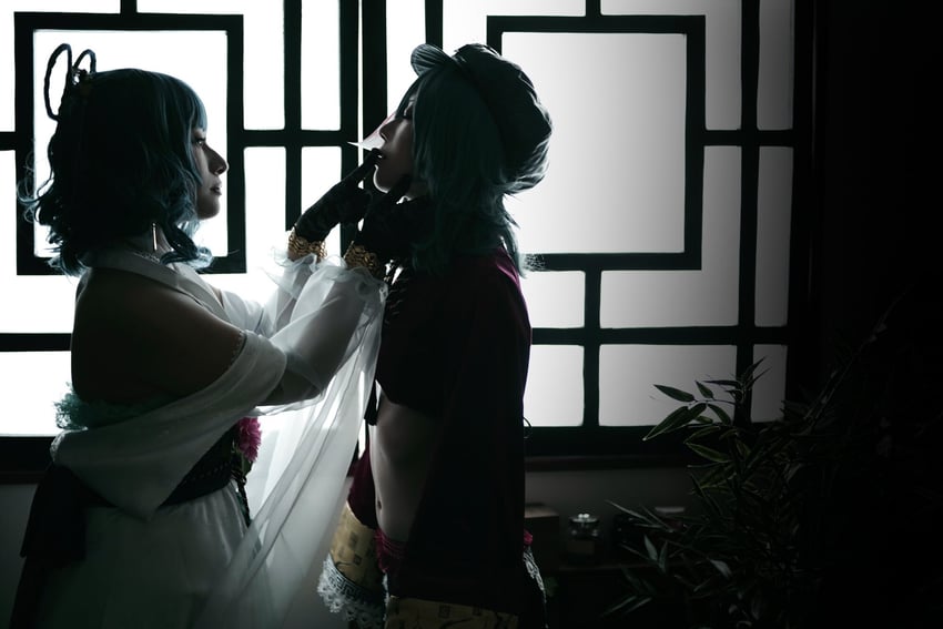 miyako yoshika and kaku seiga (touhou) by ginji_(sakaki_summer), toritorimochi_xx, and uzu_(xxuzu97xx)