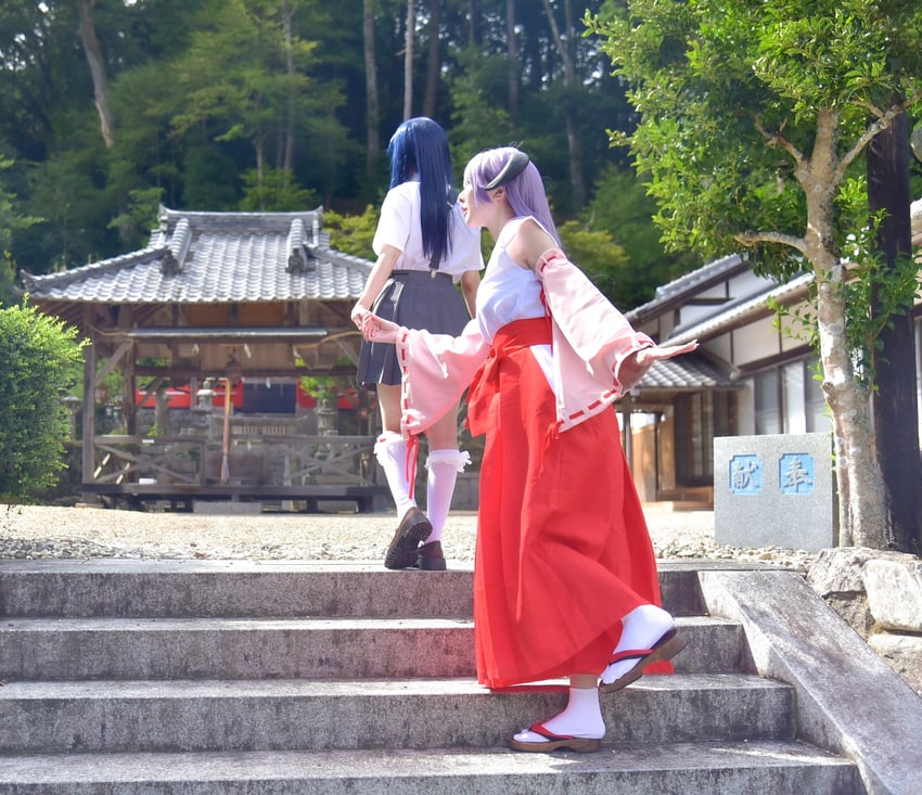 furude rika and hanyuu (higurashi no naku koro ni) by pomeranian_83 and sukiyaki_gohan