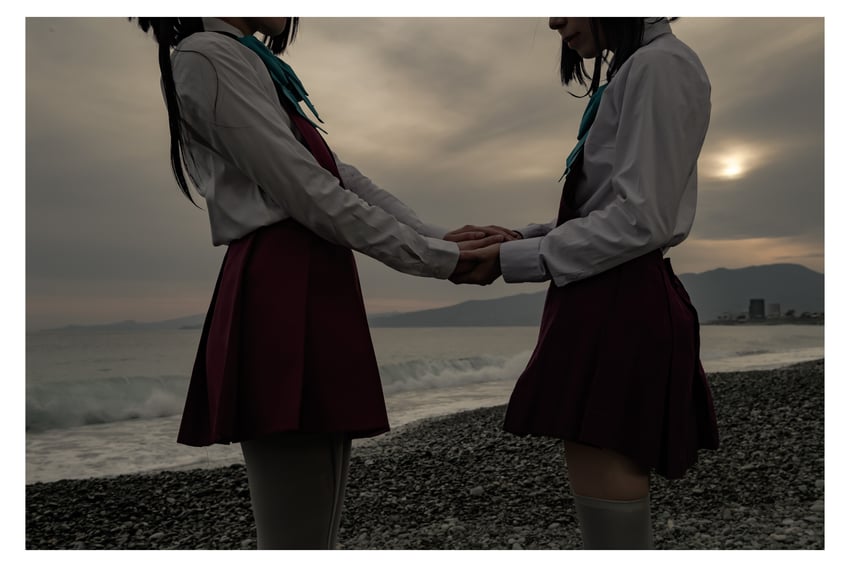 hayanami and fujinami (kantai collection) by ko_keshi_girl, litonagi_(photographer), and mizuna