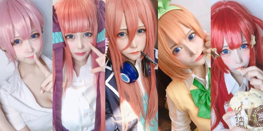 nakano itsuki, nakano ichika, nakano yotsuba, nakano nino, and nakano miku (go-toubun no hanayome) by hinata_(xxxuxx_oxxo)