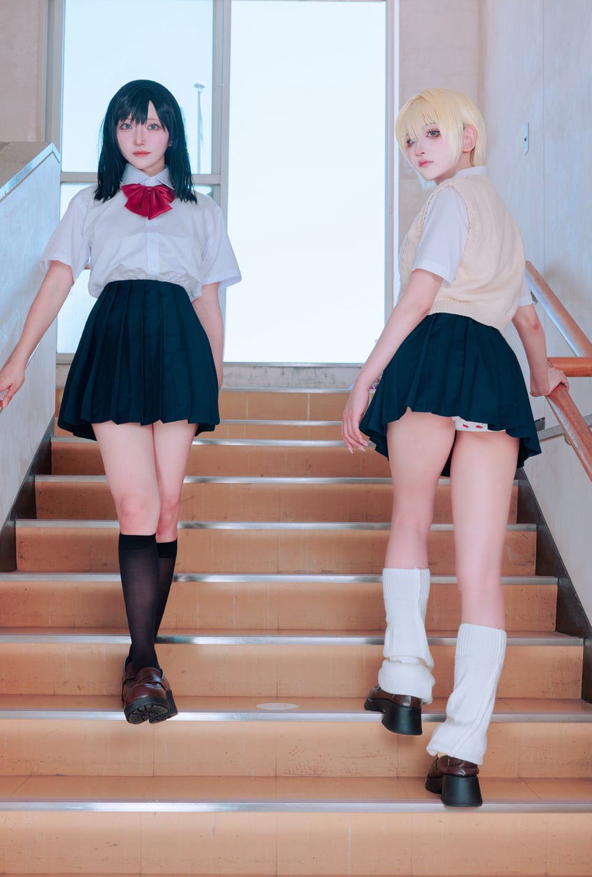 nishino tsukasa and toujou aya (ichigo 100 percent) by aoyanagi_cos and mochimugicos