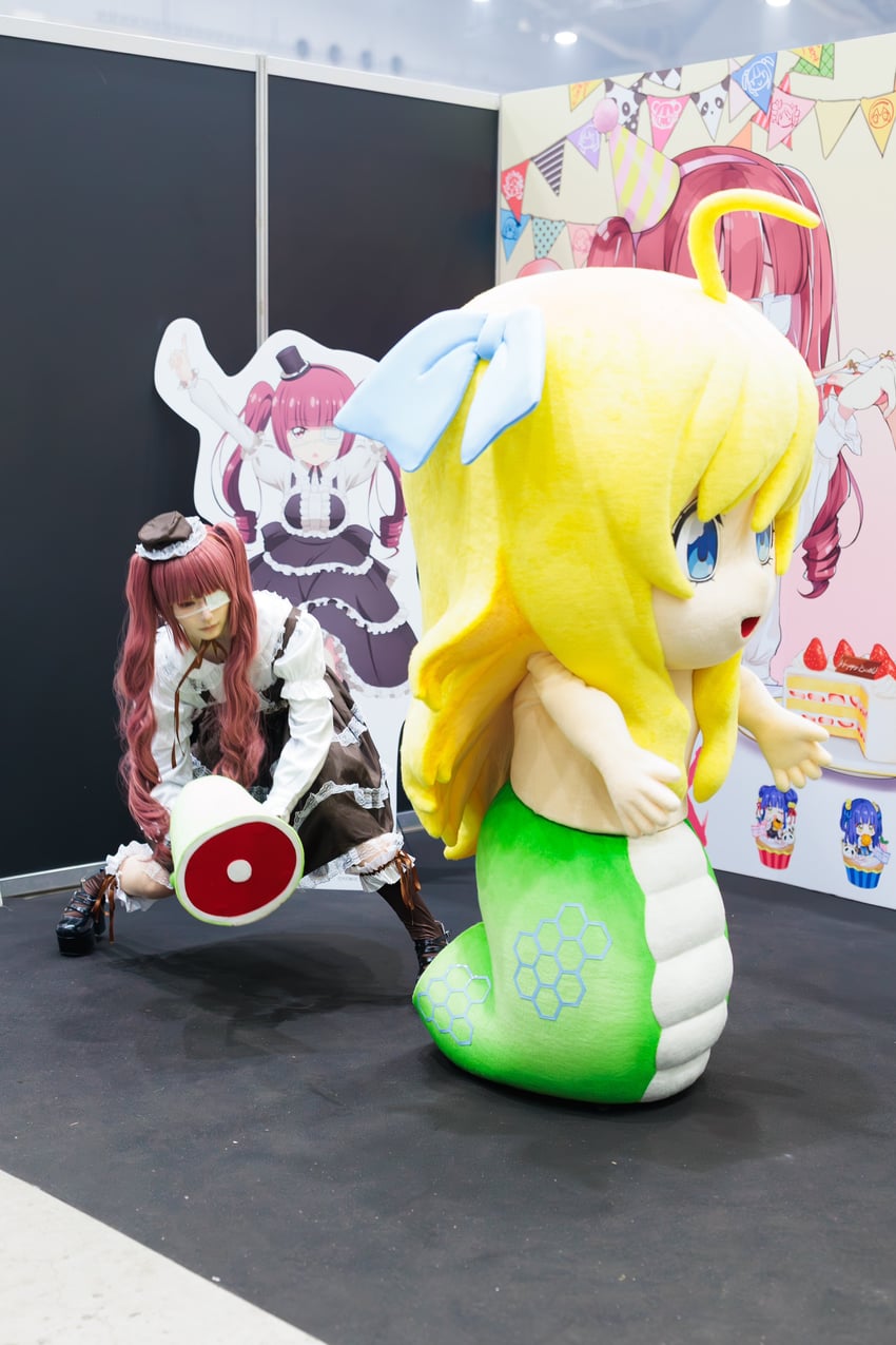 hanazono yurine and jashin-chan (jashin-chan dropkick) by tsukimi_tsukune