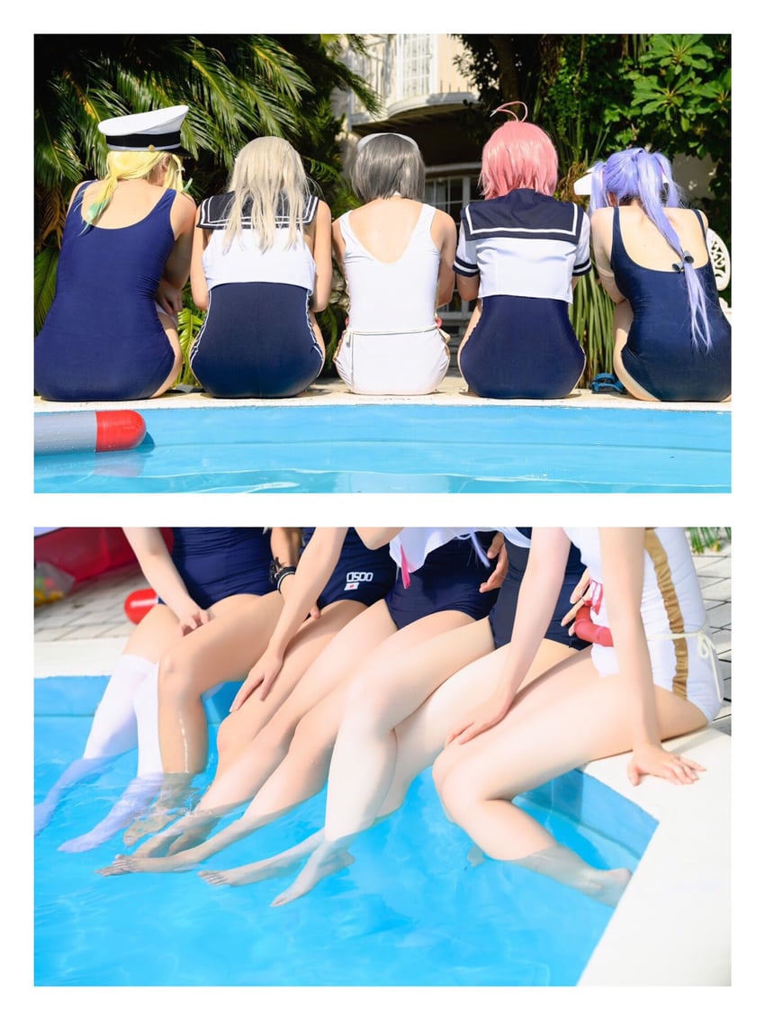 maru-yu, i-58, i-19, ro-500, and i-8 (kantai collection) by esucos, ko_keshi_girl, litonagi_(photographer), mizuna, and tochi_pikonome