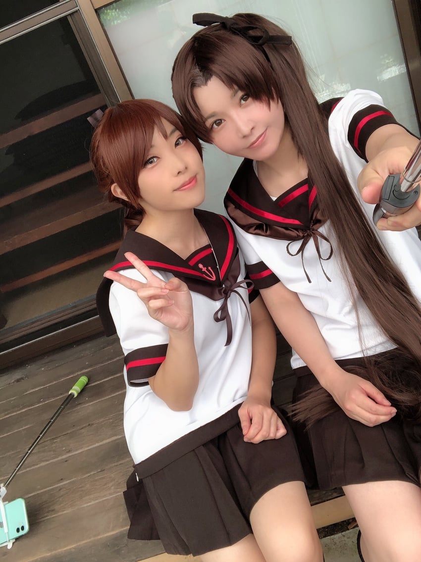 shikinami, ayanami, shikinami kai ni, and ayanami kai ni (kantai collection) by gamasanmk2 and tunatanaka