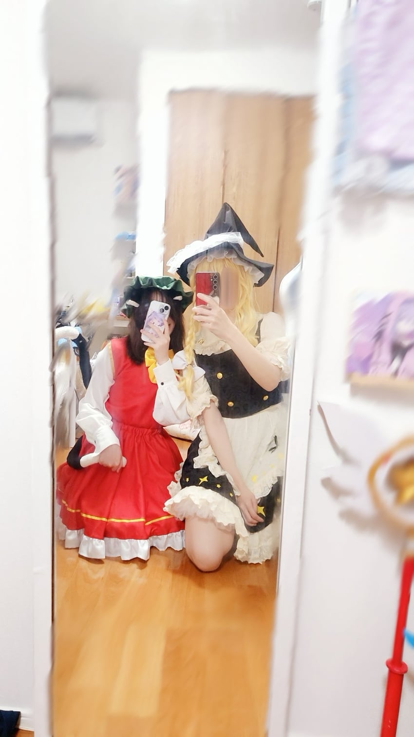 kirisame marisa and chen (touhou) by cos_maro and vb_r0l