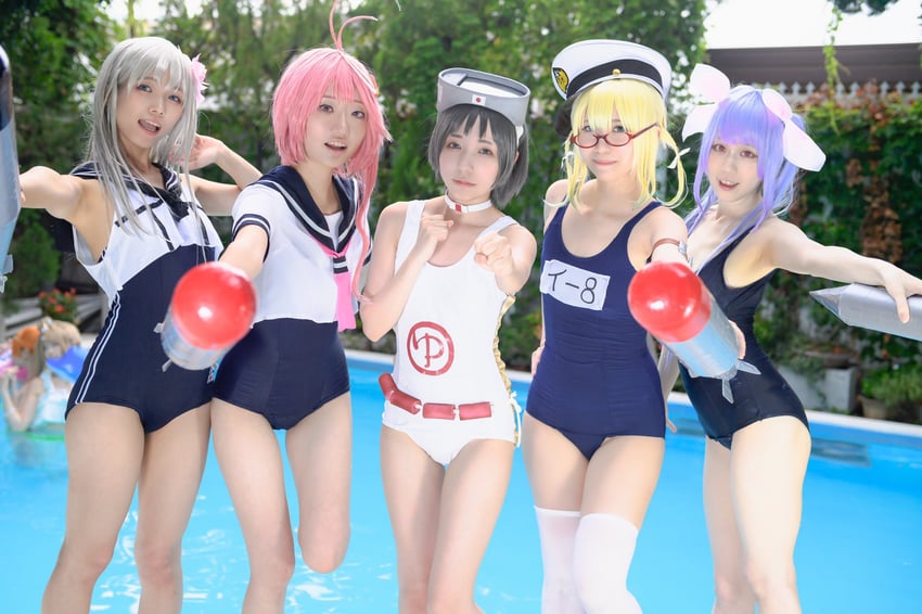 maru-yu, i-58, i-19, ro-500, and i-8 (kantai collection) by esucos, ko_keshi_girl, litonagi_(photographer), mizuna, and tochi_pikonome