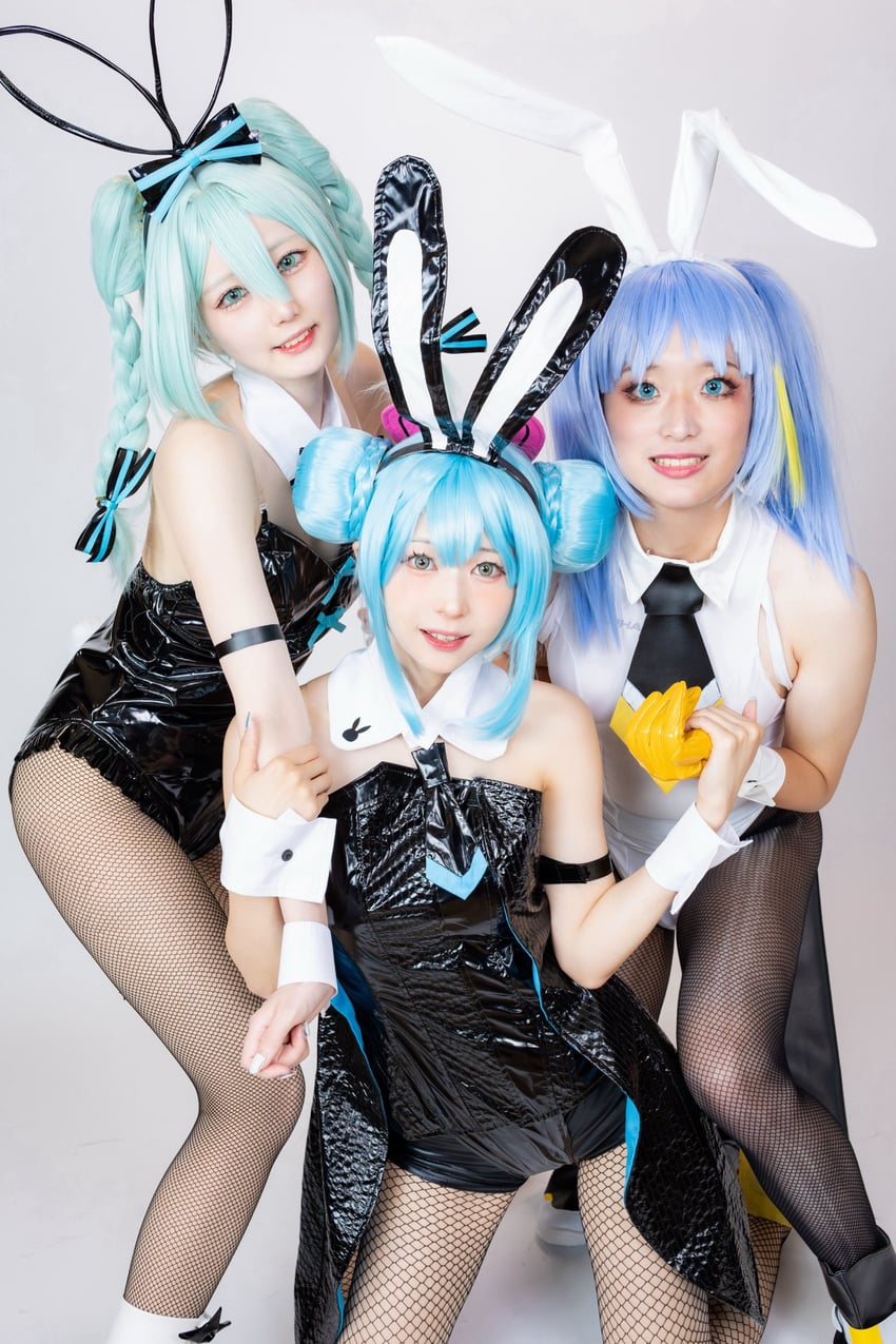 hatsune miku and bicute bunnies miku (vocaloid) by echo_11, kamiki_demi, and m_lucachan