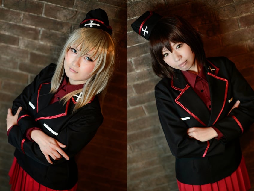 nishizumi maho and itsumi erika (girls und panzer) by litonagi_(photographer), suzuharuna, and tooboe