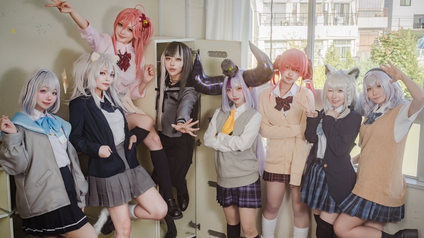 houshou marine, juufuutei raden, shirakami fubuki, la+ darknesss, shishiro botan, and 3 more (hololive and 1 more) by ichihashi_(184ram)