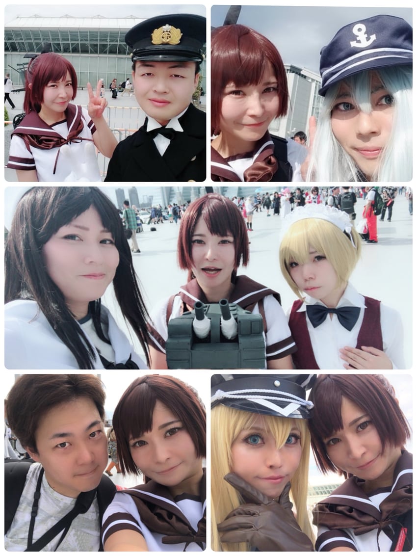 shikinami, anchor, hibiki, and bismarck (kantai collection) by 116teruduki, gindamaaruto, girasol6971, lee_huanglong, limeloverally, litonagi_(photographer), shiba_(cosplayer), tunatanaka, uta3aomiya, and yukipico