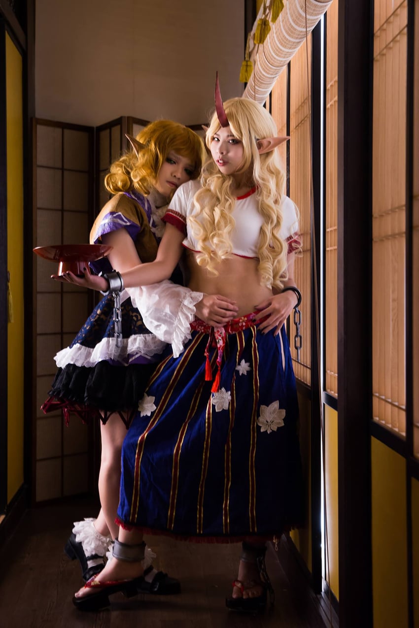 hoshiguma yuugi and mizuhashi parsee (touhou) by decocosplay, miskawu_(photographer), and willow_aiko
