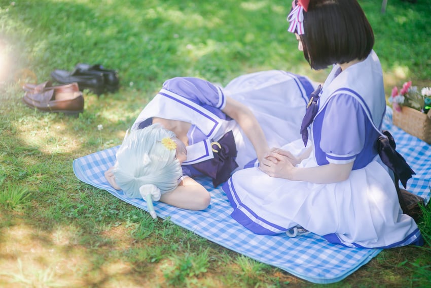 nishino flower and seiun sky (umamusume) by ko_keshi_girl, litonagi_(photographer), and tochi_pikonome